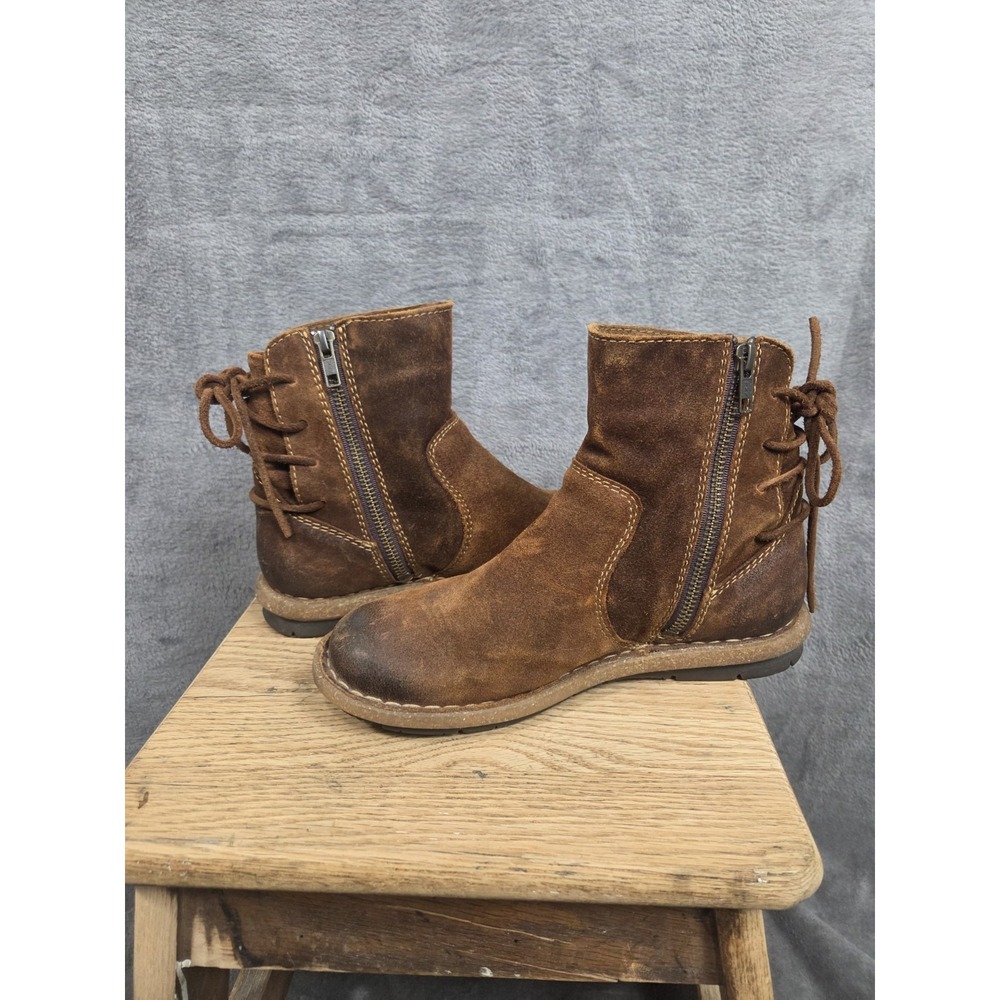 Born Taran Boots Women's Size 7.5 Brown Distressed Suede Leather Ankle Booties - Picture 7 of 13